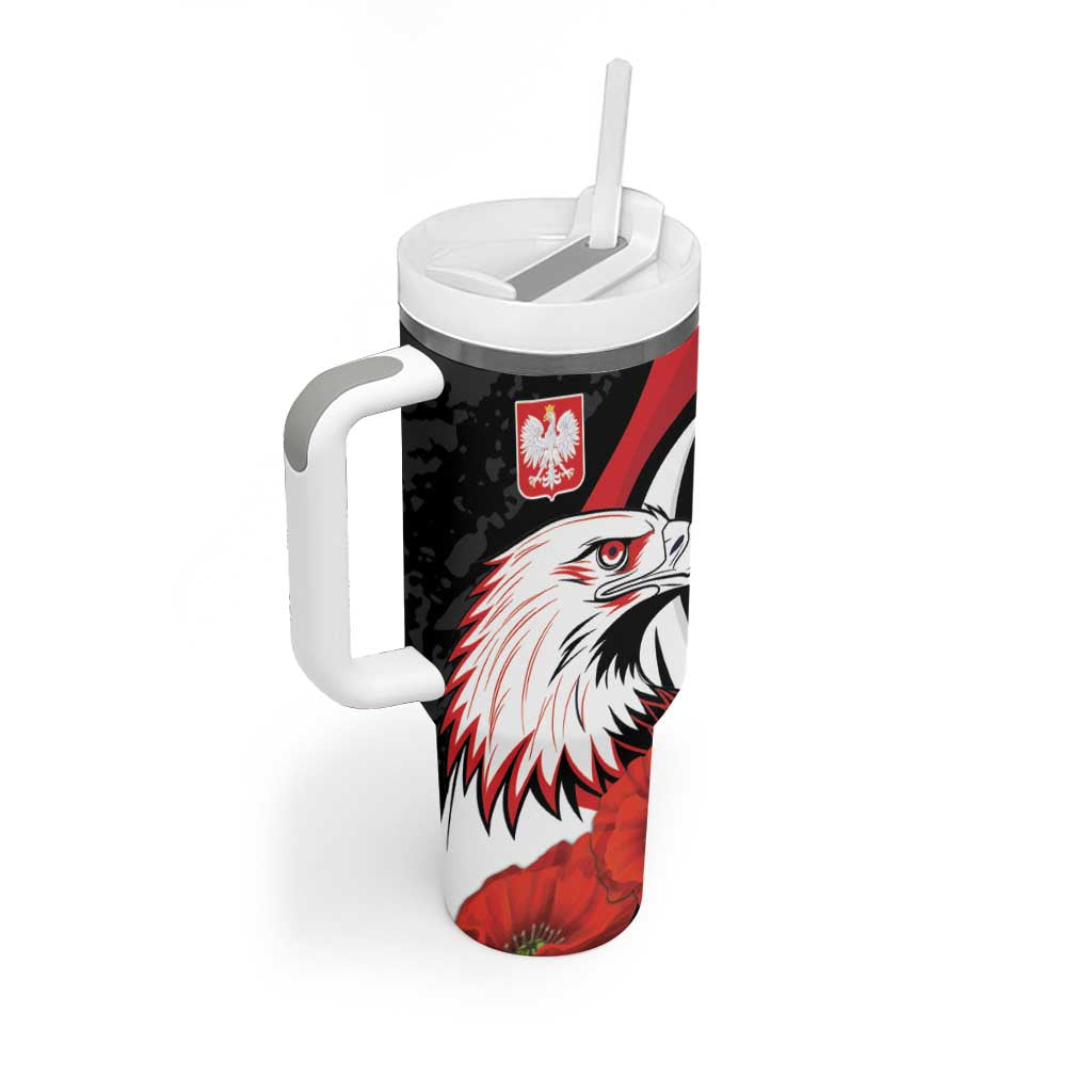 Personalized Poland Eagle Tumbler With Handle Rzeczpospolita Polska Poppy Flower