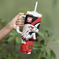 Personalized Poland Eagle Tumbler With Handle Rzeczpospolita Polska Poppy Flower