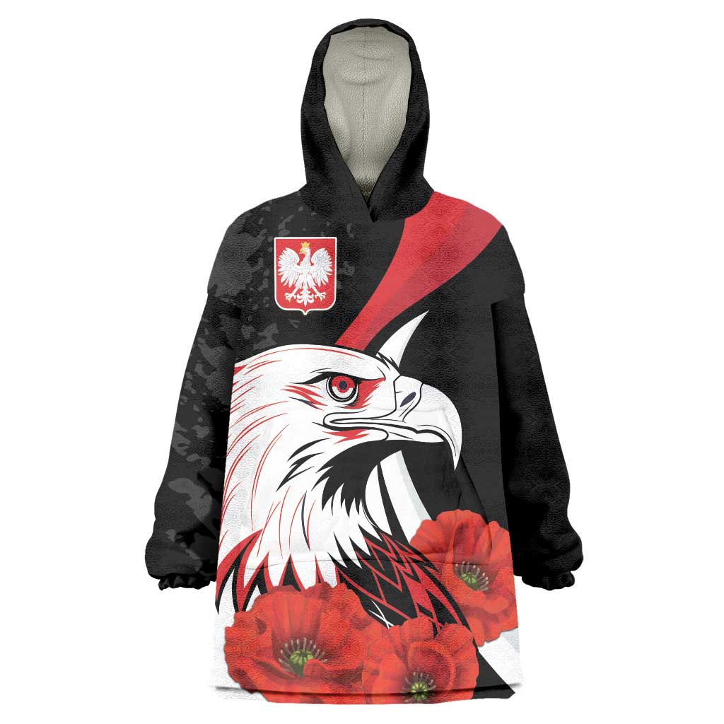 Personalized Poland Eagle Wearable Blanket Hoodie Rzeczpospolita Polska Poppy Flower