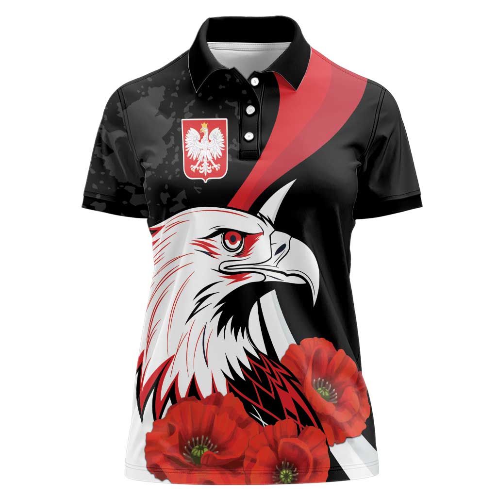 Personalized Poland Eagle Women Polo Shirt Rzeczpospolita Polska Poppy Flower