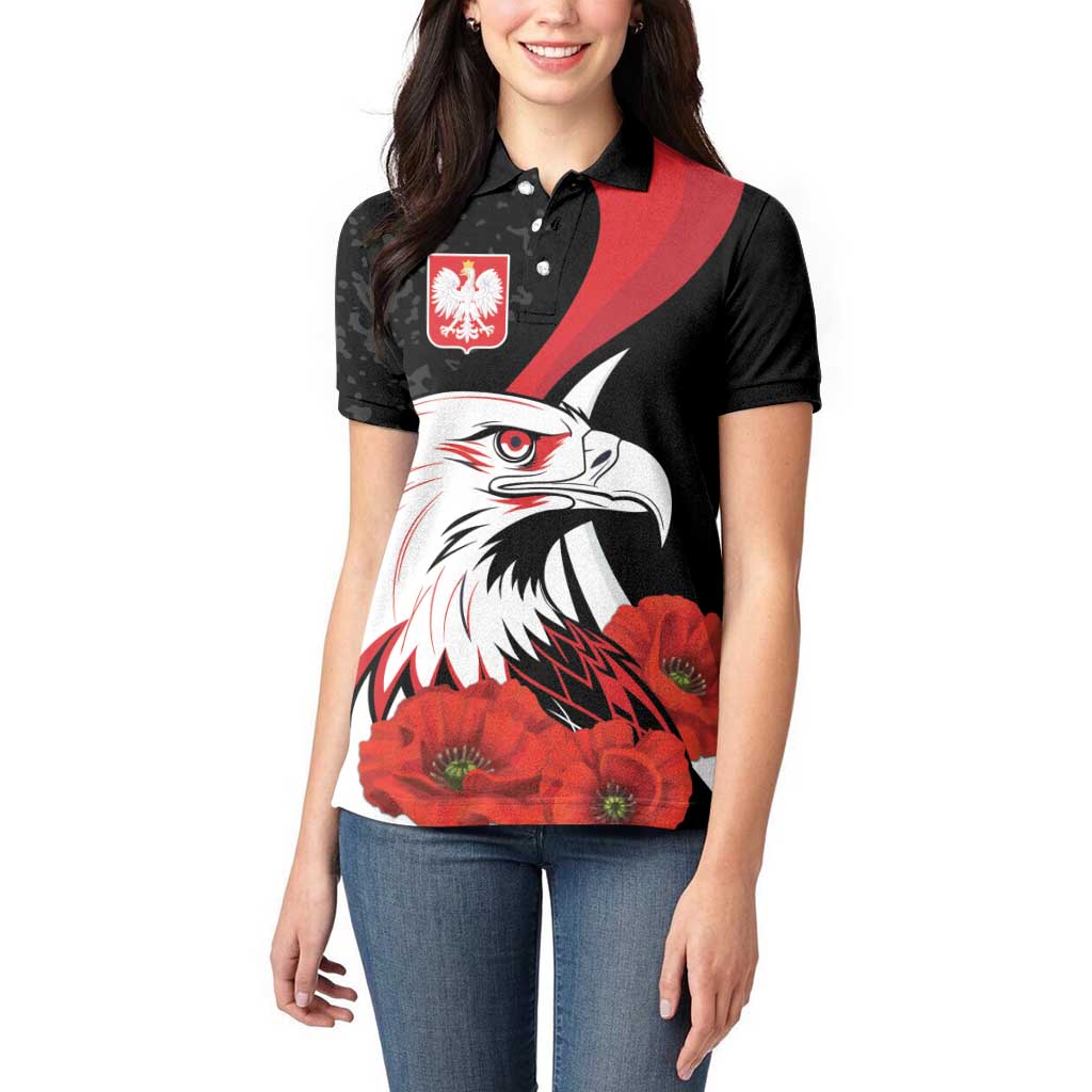 Personalized Poland Eagle Women Polo Shirt Rzeczpospolita Polska Poppy Flower
