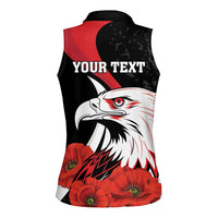 Personalized Poland Eagle Women Sleeveless Polo Shirt Rzeczpospolita Polska Poppy Flower