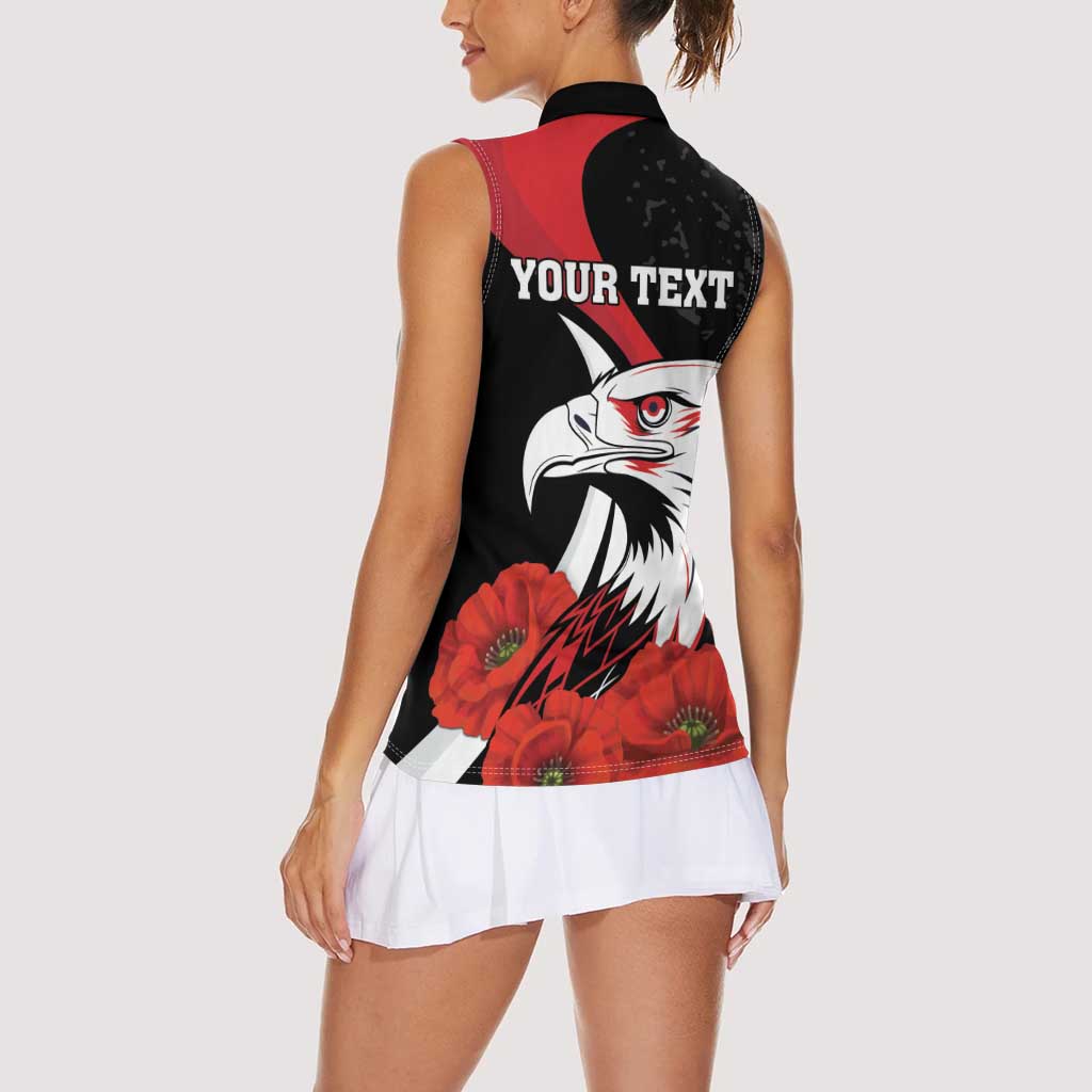 Personalized Poland Eagle Women Sleeveless Polo Shirt Rzeczpospolita Polska Poppy Flower