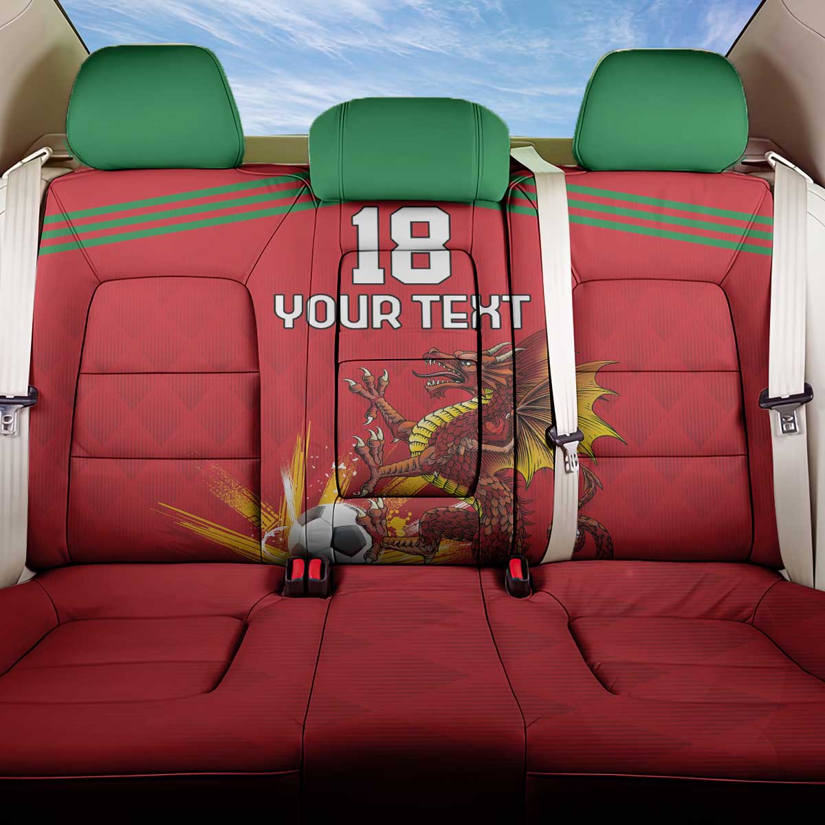 Custom Wales Football Back Car Seat Cover Y Ddraig Goch Ddyry Cychwyn