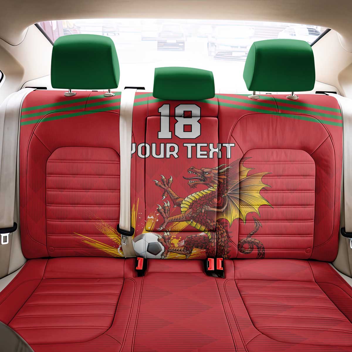 Custom Wales Football Back Car Seat Cover Y Ddraig Goch Ddyry Cychwyn