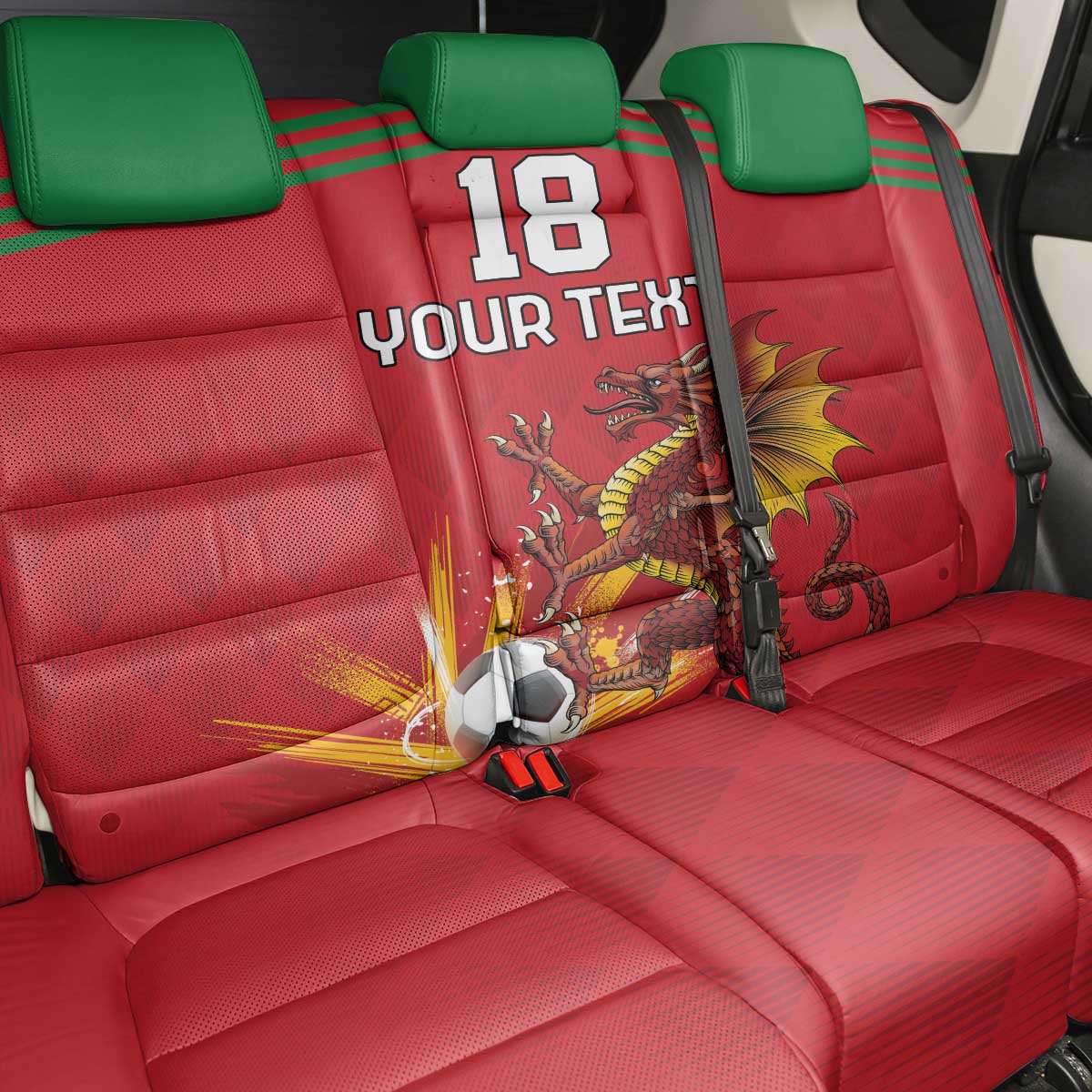 Custom Wales Football Back Car Seat Cover Y Ddraig Goch Ddyry Cychwyn