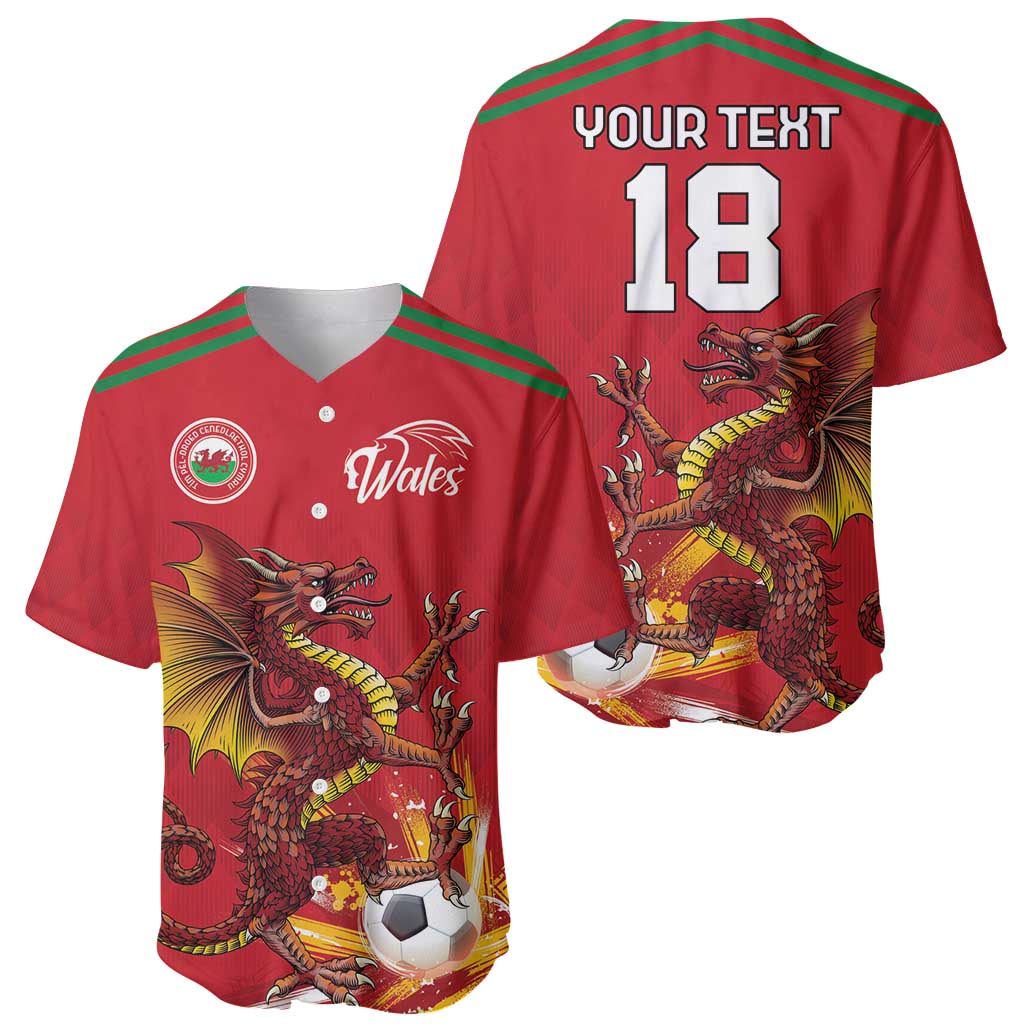 Custom Wales Football Baseball Jersey Y Ddraig Goch Ddyry Cychwyn