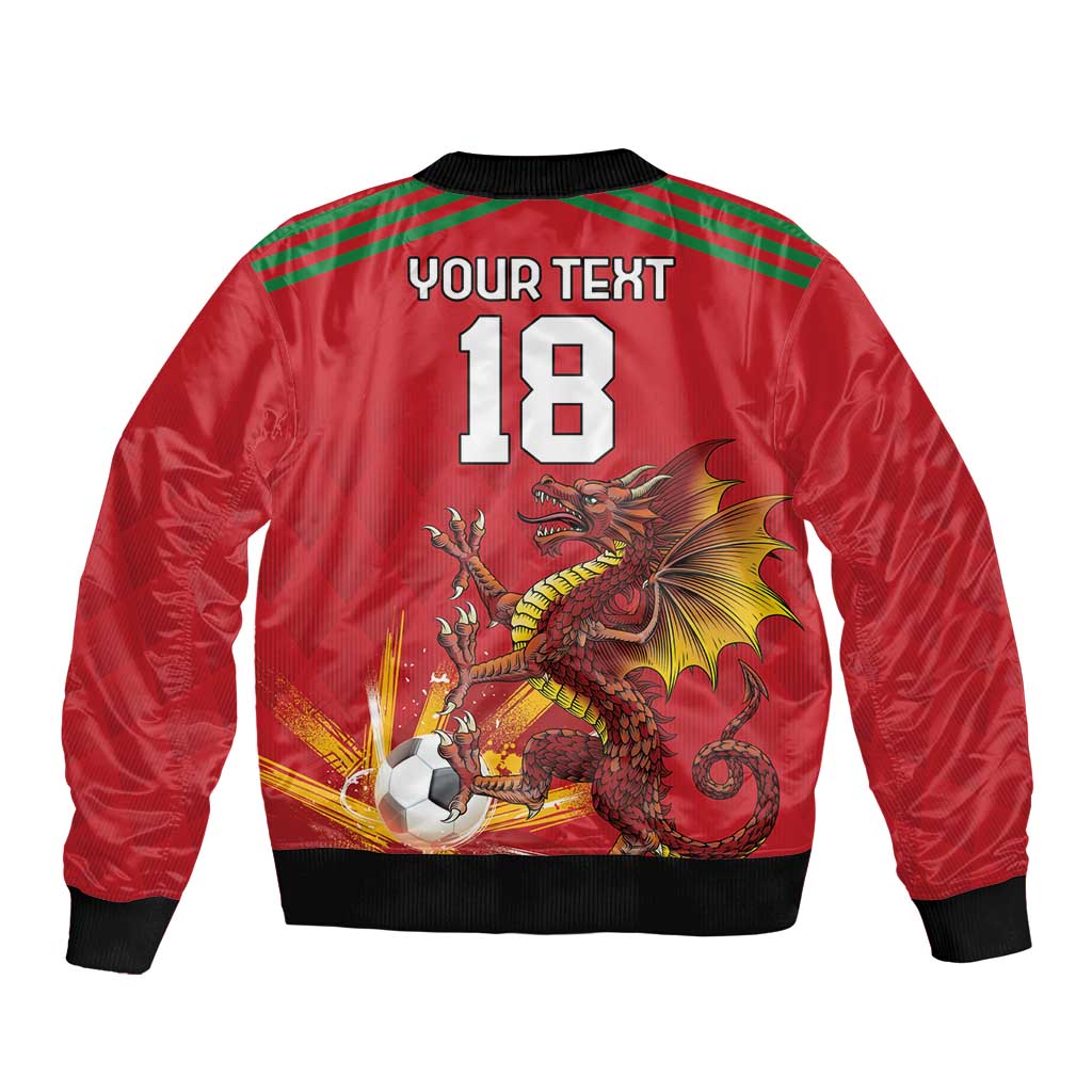 Custom Wales Football Bomber Jacket Y Ddraig Goch Ddyry Cychwyn