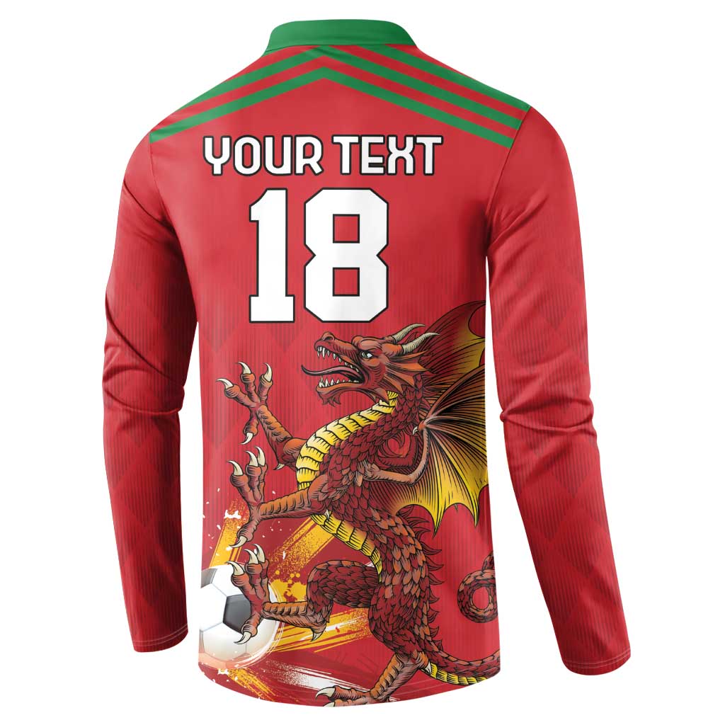 Custom Wales Football Button Sweatshirt Y Ddraig Goch Ddyry Cychwyn