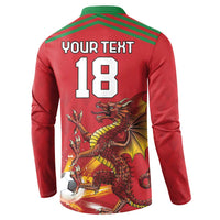 Custom Wales Football Button Sweatshirt Y Ddraig Goch Ddyry Cychwyn