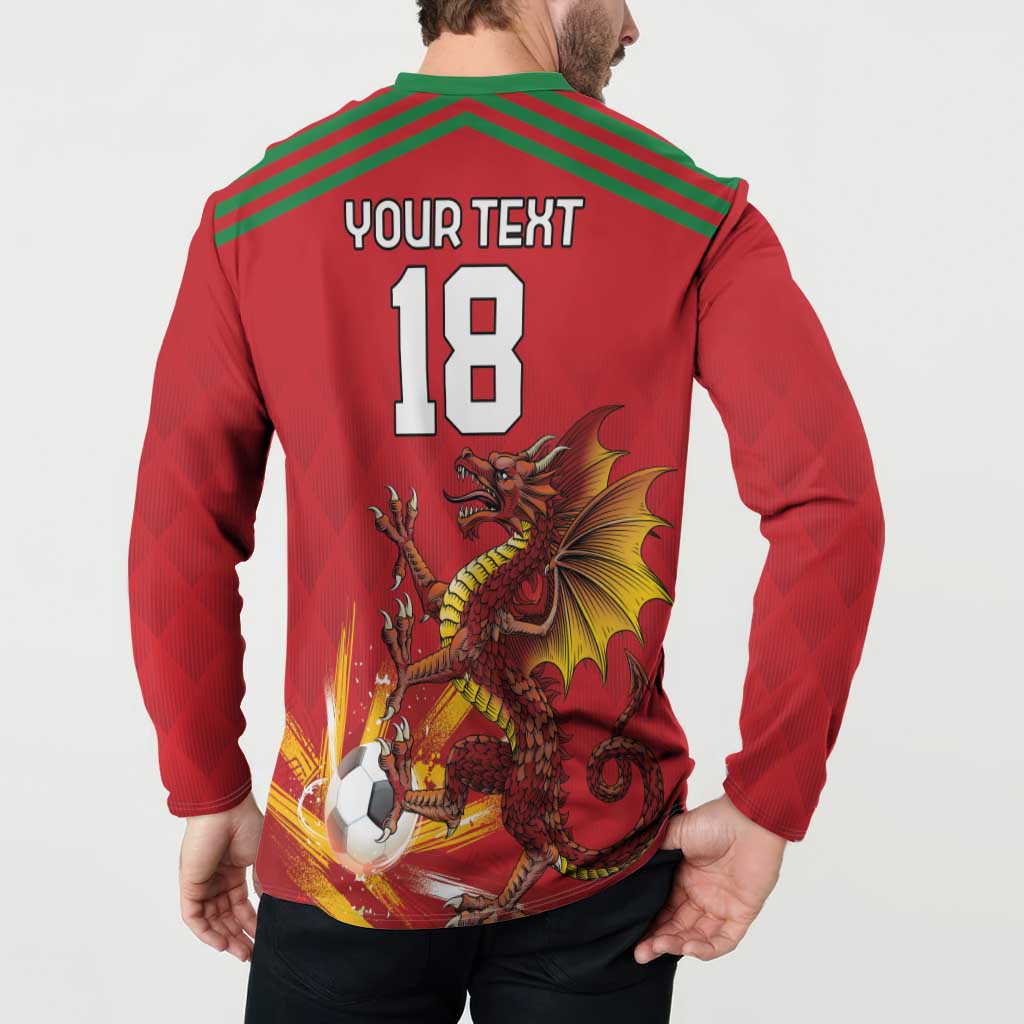 Custom Wales Football Button Sweatshirt Y Ddraig Goch Ddyry Cychwyn
