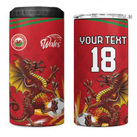 Custom Wales Football 4 in 1 Can Cooler Tumbler Y Ddraig Goch Ddyry Cychwyn