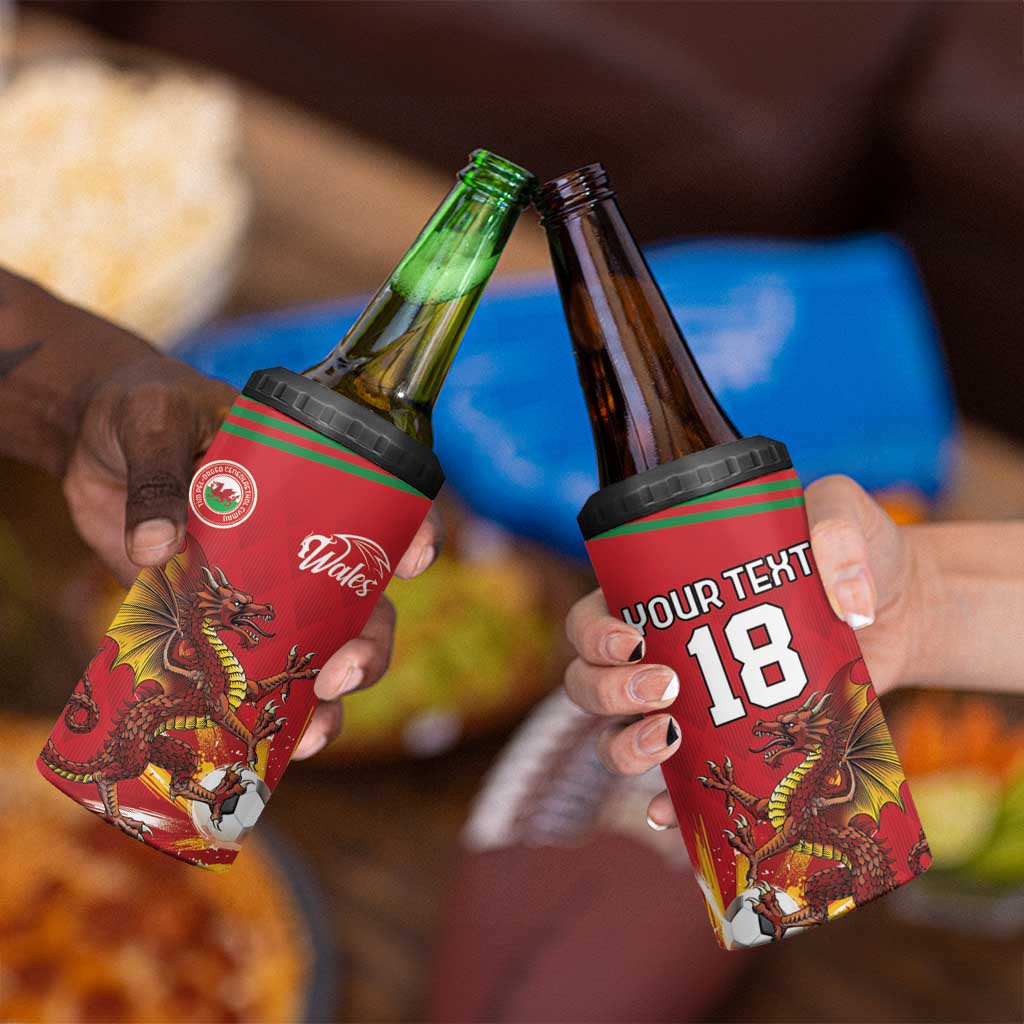 Custom Wales Football 4 in 1 Can Cooler Tumbler Y Ddraig Goch Ddyry Cychwyn