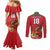 Custom Wales Football Couples Matching Mermaid Dress and Long Sleeve Button Shirt Y Ddraig Goch Ddyry Cychwyn