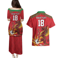 Custom Wales Football Couples Matching Puletasi and Hawaiian Shirt Y Ddraig Goch Ddyry Cychwyn