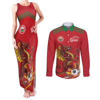 Custom Wales Football Couples Matching Tank Maxi Dress and Long Sleeve Button Shirt Y Ddraig Goch Ddyry Cychwyn