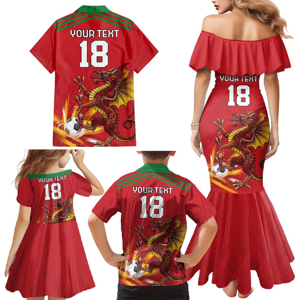 Custom Wales Football Family Matching Mermaid Dress and Hawaiian Shirt Y Ddraig Goch Ddyry Cychwyn