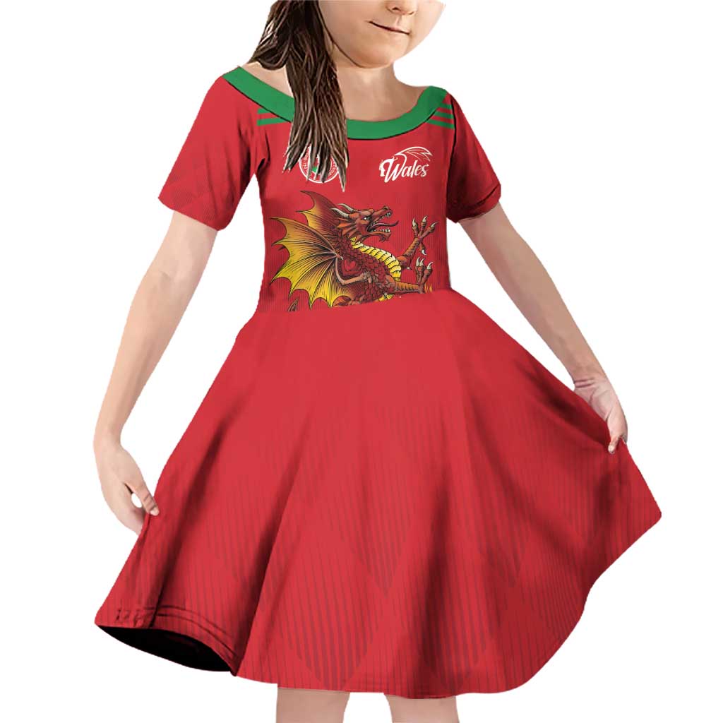 Custom Wales Football Family Matching Off Shoulder Short Dress and Hawaiian Shirt Y Ddraig Goch Ddyry Cychwyn