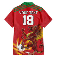 Custom Wales Football Family Matching Off Shoulder Short Dress and Hawaiian Shirt Y Ddraig Goch Ddyry Cychwyn