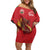 Custom Wales Football Family Matching Off Shoulder Short Dress and Hawaiian Shirt Y Ddraig Goch Ddyry Cychwyn