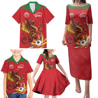 Custom Wales Football Family Matching Puletasi and Hawaiian Shirt Y Ddraig Goch Ddyry Cychwyn