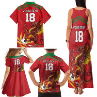 Custom Wales Football Family Matching Tank Maxi Dress and Hawaiian Shirt Y Ddraig Goch Ddyry Cychwyn