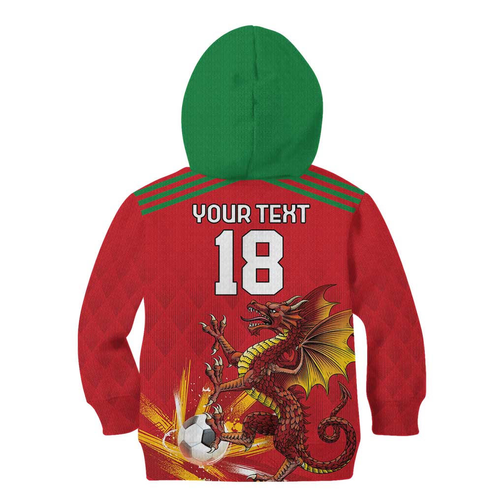 Custom Wales Football Kid Hoodie Y Ddraig Goch Ddyry Cychwyn
