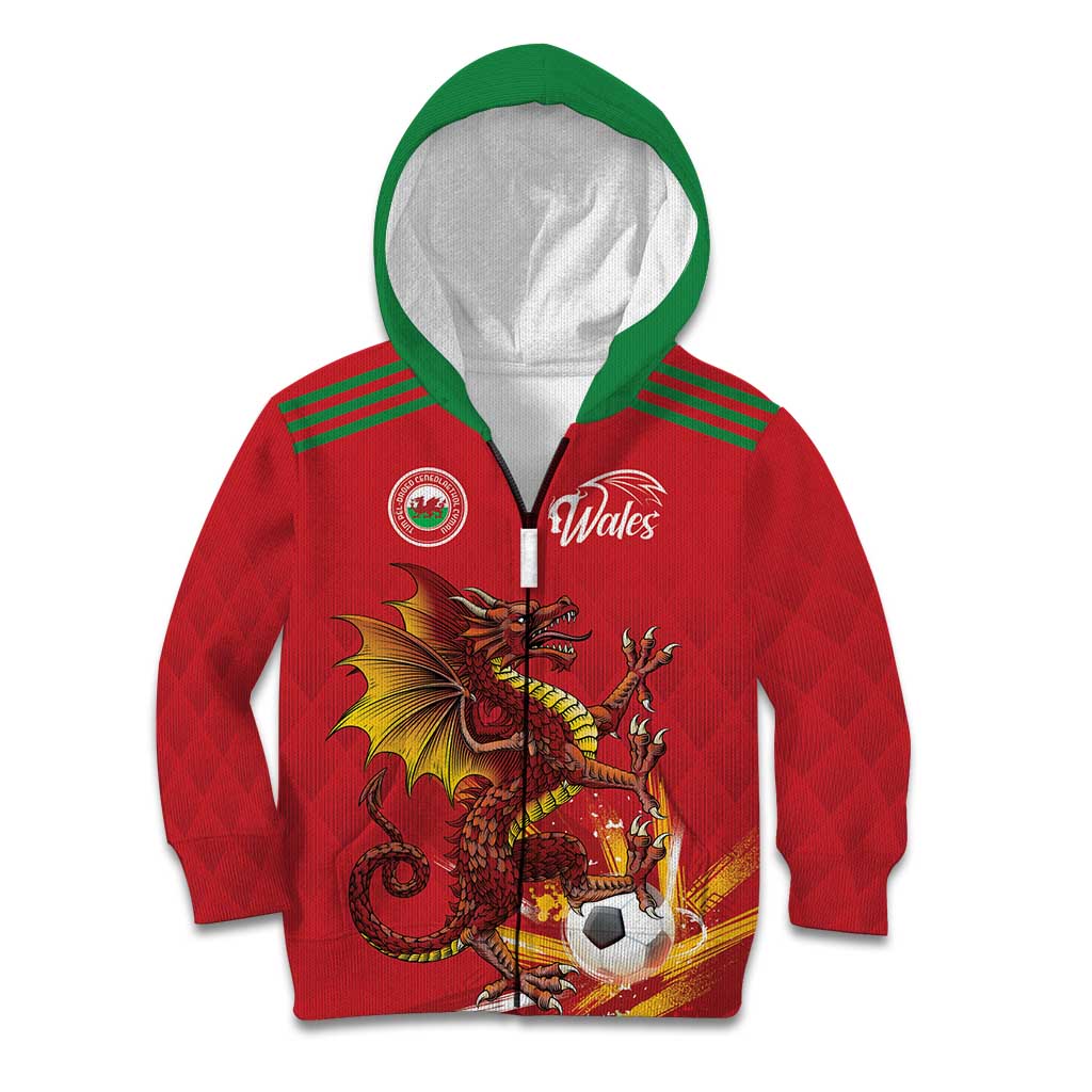 Custom Wales Football Kid Hoodie Y Ddraig Goch Ddyry Cychwyn