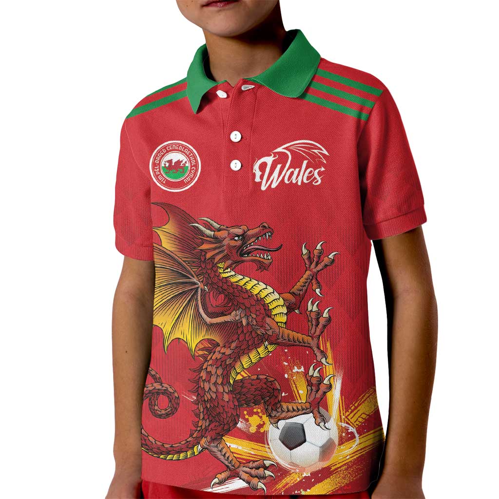 Custom Wales Football Kid Polo Shirt Y Ddraig Goch Ddyry Cychwyn