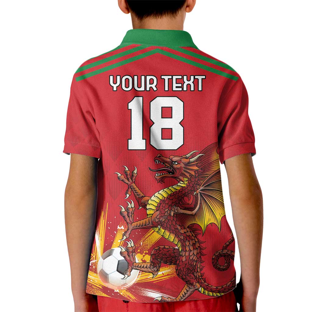 Custom Wales Football Kid Polo Shirt Y Ddraig Goch Ddyry Cychwyn