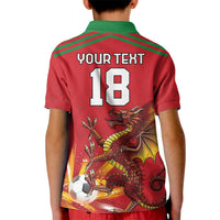 Custom Wales Football Kid Polo Shirt Y Ddraig Goch Ddyry Cychwyn