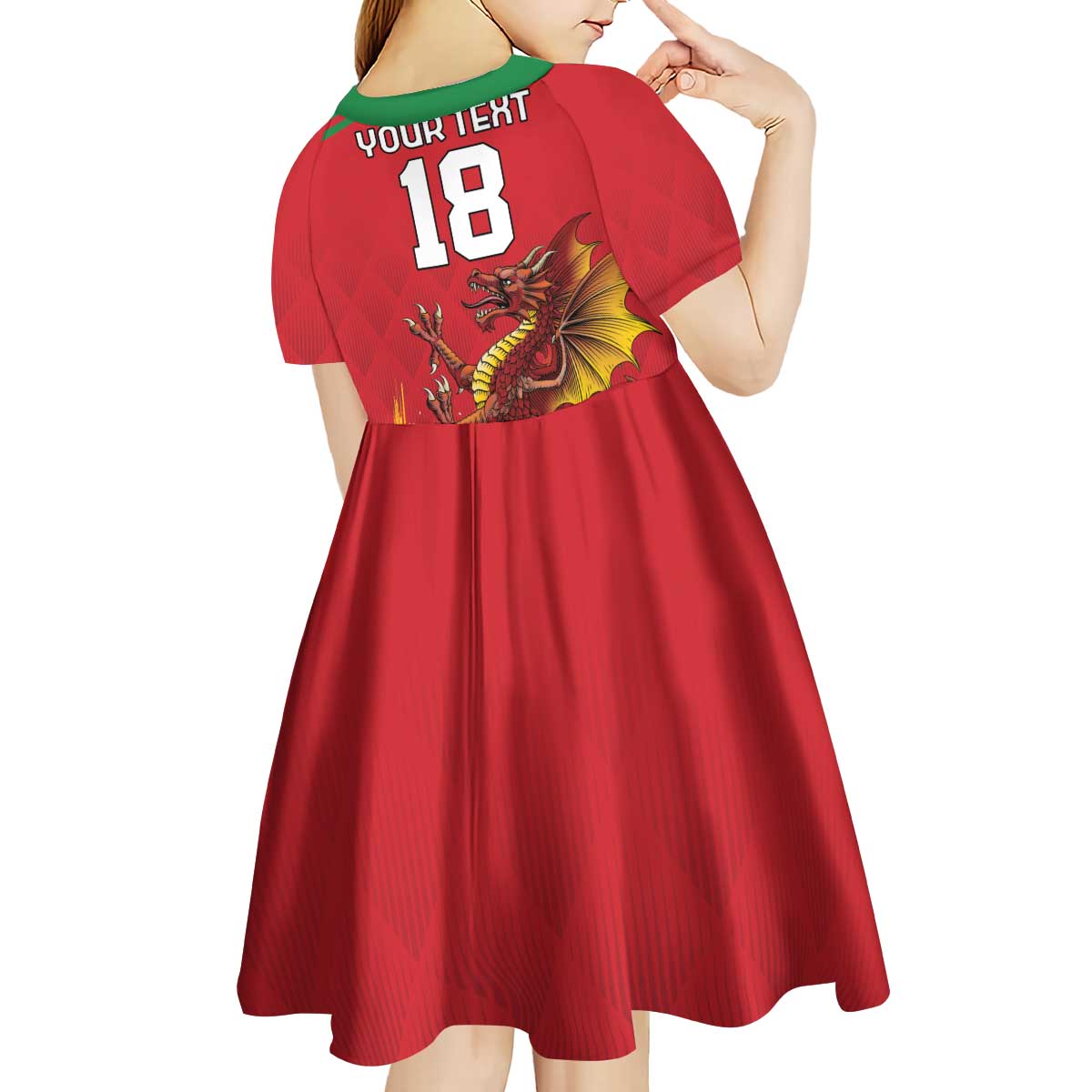 Custom Wales Football Kid Short Sleeve Dress Y Ddraig Goch Ddyry Cychwyn