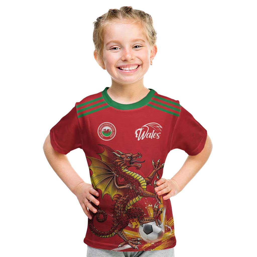 Custom Wales Football Kid T Shirt Y Ddraig Goch Ddyry Cychwyn