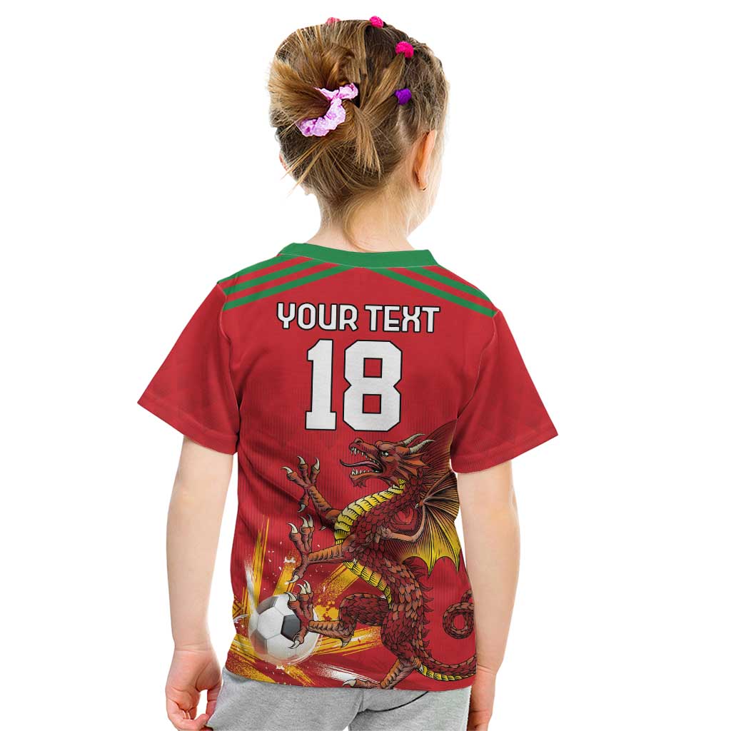 Custom Wales Football Kid T Shirt Y Ddraig Goch Ddyry Cychwyn