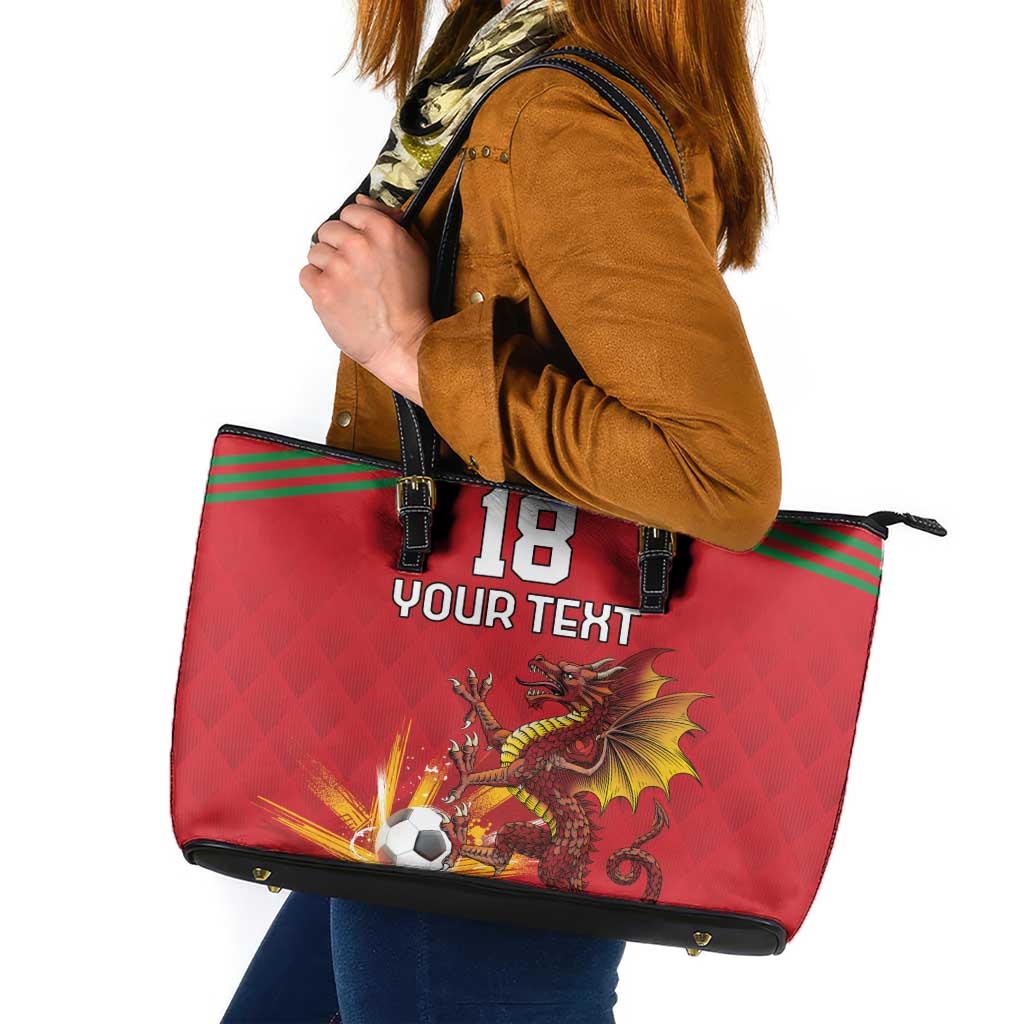 Custom Wales Football Leather Tote Bag Y Ddraig Goch Ddyry Cychwyn