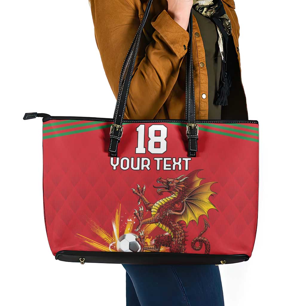 Custom Wales Football Leather Tote Bag Y Ddraig Goch Ddyry Cychwyn
