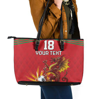 Custom Wales Football Leather Tote Bag Y Ddraig Goch Ddyry Cychwyn