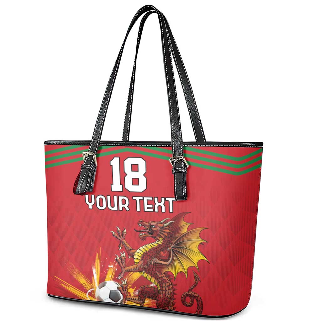 Custom Wales Football Leather Tote Bag Y Ddraig Goch Ddyry Cychwyn