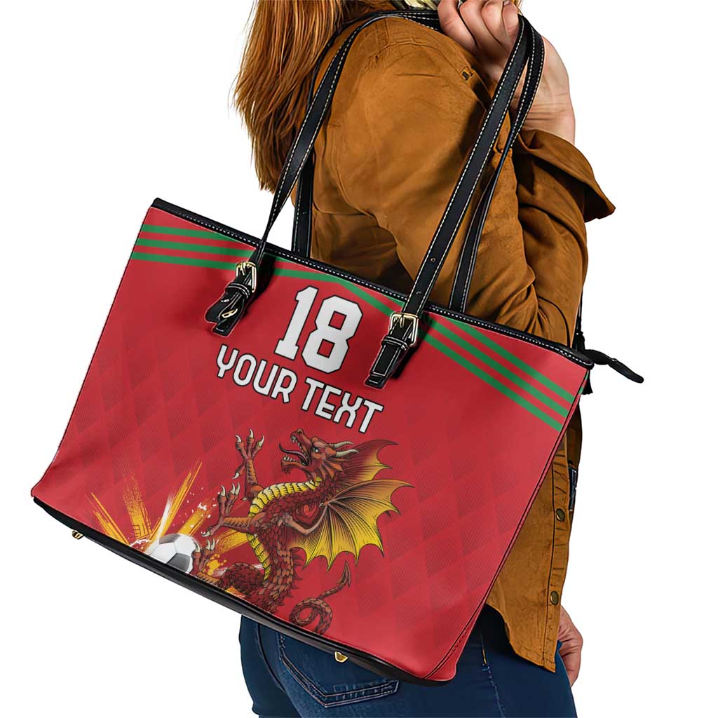Custom Wales Football Leather Tote Bag Y Ddraig Goch Ddyry Cychwyn