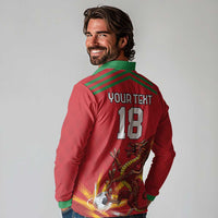 Custom Wales Football Long Sleeve Polo Shirt Y Ddraig Goch Ddyry Cychwyn
