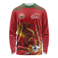 Custom Wales Football Long Sleeve Shirt Y Ddraig Goch Ddyry Cychwyn