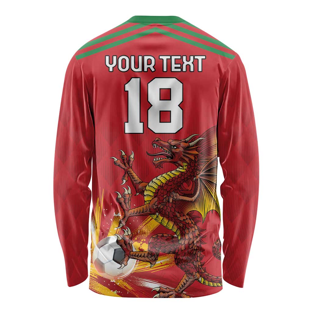 Custom Wales Football Long Sleeve Shirt Y Ddraig Goch Ddyry Cychwyn