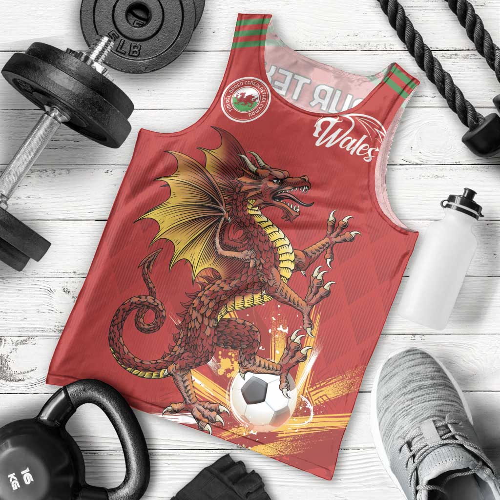 Custom Wales Football Men Tank Top Y Ddraig Goch Ddyry Cychwyn