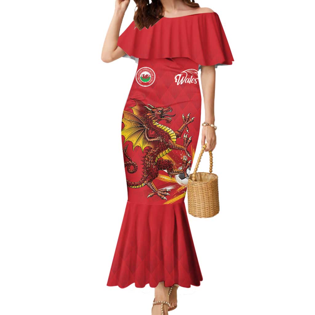 Custom Wales Football Mermaid Dress Y Ddraig Goch Ddyry Cychwyn
