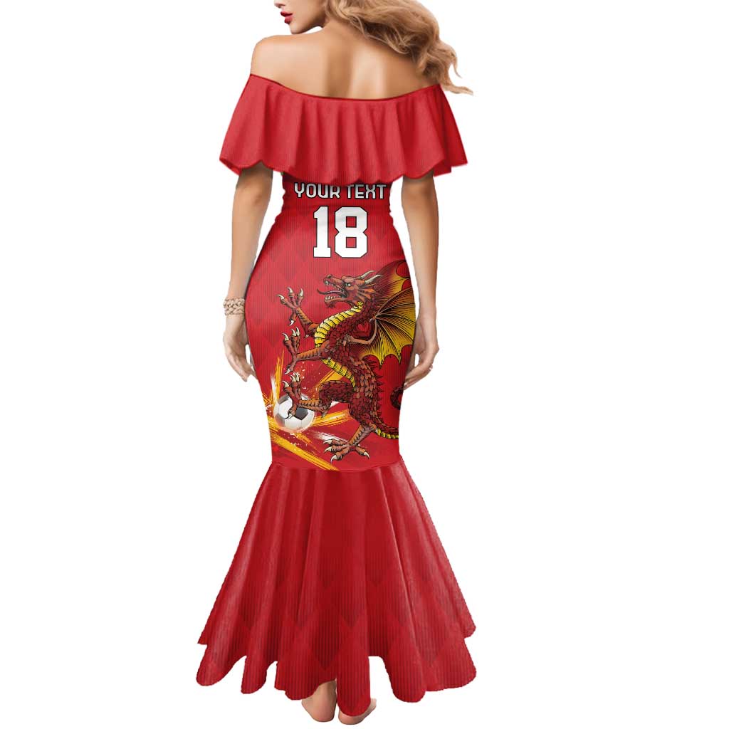 Custom Wales Football Mermaid Dress Y Ddraig Goch Ddyry Cychwyn
