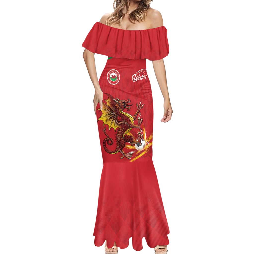 Custom Wales Football Mermaid Dress Y Ddraig Goch Ddyry Cychwyn