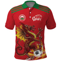 Custom Wales Football Polo Shirt Y Ddraig Goch Ddyry Cychwyn