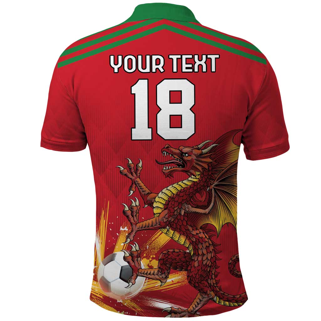 Custom Wales Football Polo Shirt Y Ddraig Goch Ddyry Cychwyn