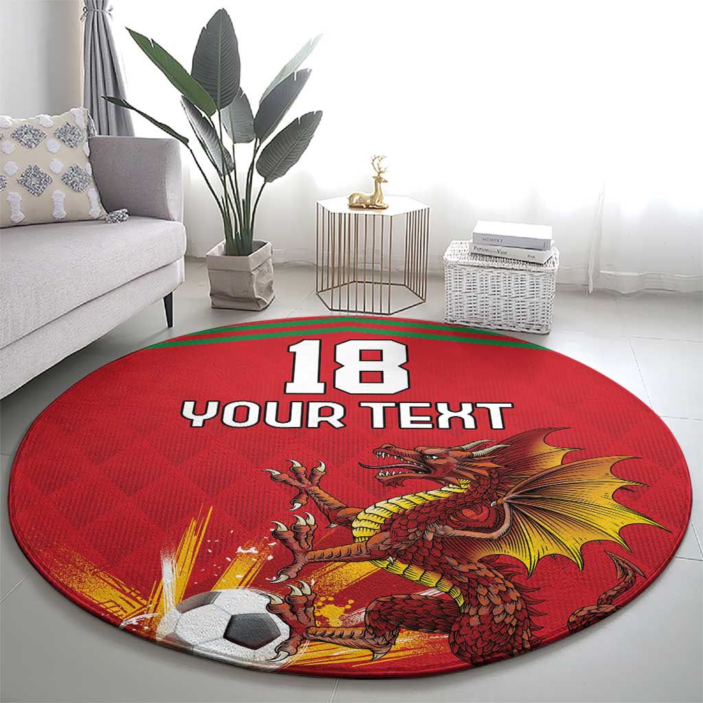 Custom Wales Football Round Carpet Y Ddraig Goch Ddyry Cychwyn