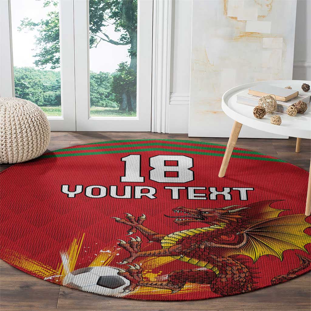 Custom Wales Football Round Carpet Y Ddraig Goch Ddyry Cychwyn